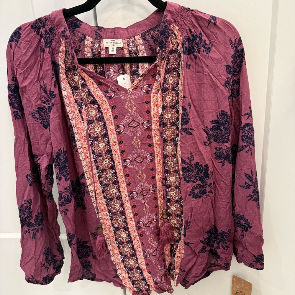 Women's Floral Bohemian Top - Purple